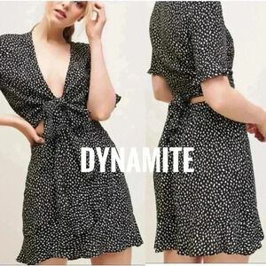 ❤️Dynamite Black & White Polkadots  Mini Ruffle Skirt size Xs